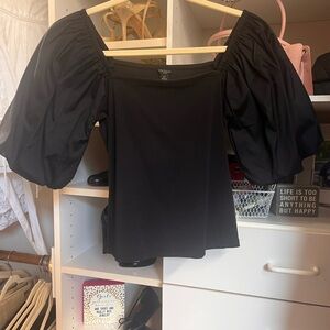 Ann Taylor Black Puff Sleeve Blouse